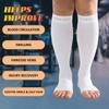 EVOPLECI 15-20mmHg Open Toe Compression Socks White Toeless Compression Socks for Reduce Swelling and Alleviates Varicose Veins XL view 3