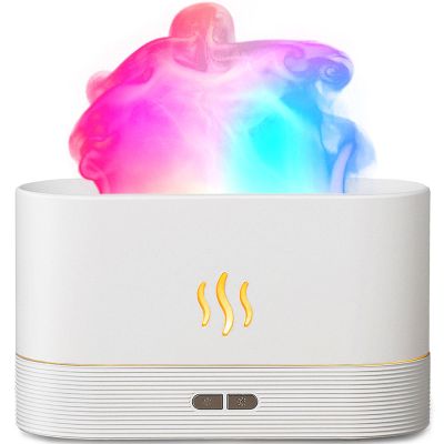 Aegci Essential Oil Diffuser,Humidifier with 7 Colors Flame Light,180ml Air Humidifiers for Bedroom, Home, Office, Gifts - Portable,Auto-Off Protection,4 Modes Mist(White)