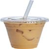 VeZee 12 oz BPA-Free, Plastic Clear PET Cups With Flat Lid & Straw, Perfect for Iced Coffee, Smoothies, Tea, Boba - Recyclable | CT 150 view 1
