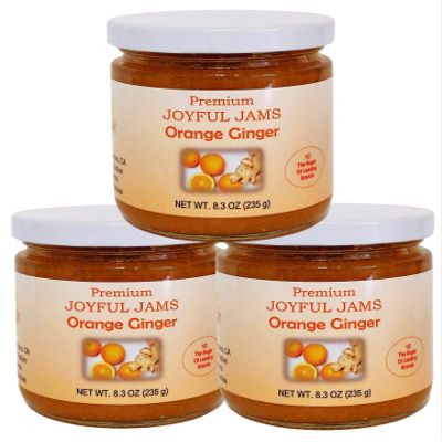 Gourmet Premium Orange Ginger Jam (Gift Box of 3 Jars), More Fruit Less Sugar, Amazing Flavor, Spreadable