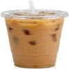 VeZee 24 oz BPA-Free, Plastic Clear PET Cups With Flat Lid & Straw, Perfect for Iced Coffee, Smoothies, Tea, Boba - Recyclable | CT 50 view 1