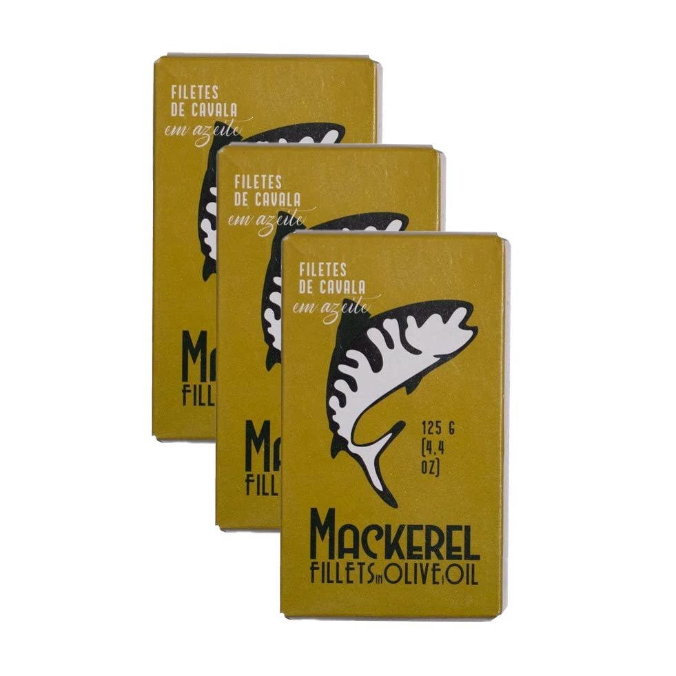 Ati Manel Canned Mackerel Fillets in Olive Oil | 3 x 125g Tinned Fish | 3-Pack of 125g Cans