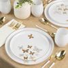 EcoQuality 8.6" inch Round White Plastic Plates with Gold Butterfly Design - Disposable China Like Party Plates, Heavy Duty Dinner Charger Plates, Salad Plate, Dessert, Weddings, Serveware (20 PACK) view 2