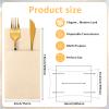 Cindeer 150 Pcs Champagne Linen Dinner Feel Napkins with Built in Flatware Pocket Prefolded Paper Disposable Airlaid Guest Hand Towel for Silverware Wedding Reception Christmas Baby Shower view 2