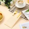 Cindeer 150 Pcs Champagne Linen Dinner Feel Napkins with Built in Flatware Pocket Prefolded Paper Disposable Airlaid Guest Hand Towel for Silverware Wedding Reception Christmas Baby Shower view 3