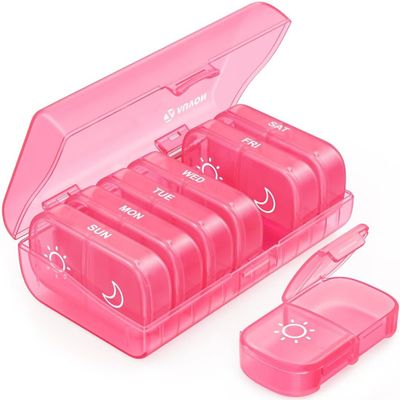 AUVON XL Weekly Pill Organizer 2 Times a Day, AM PM Pill Case with One-Side Large Opening for Easy to Use, Pill Box 7 Day Travel Medication Organizer for Medications, Vitamins, Fish Oils, Supplements