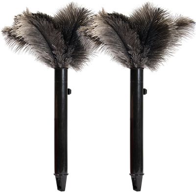 iHUFeather Retractable Ostrich Feather Duster for Cleaning, Fluffy and Natural Feather Duster with Retractable Handle Reusable Eco-Friendly Handheld Cleaning Supplies (15 inch)