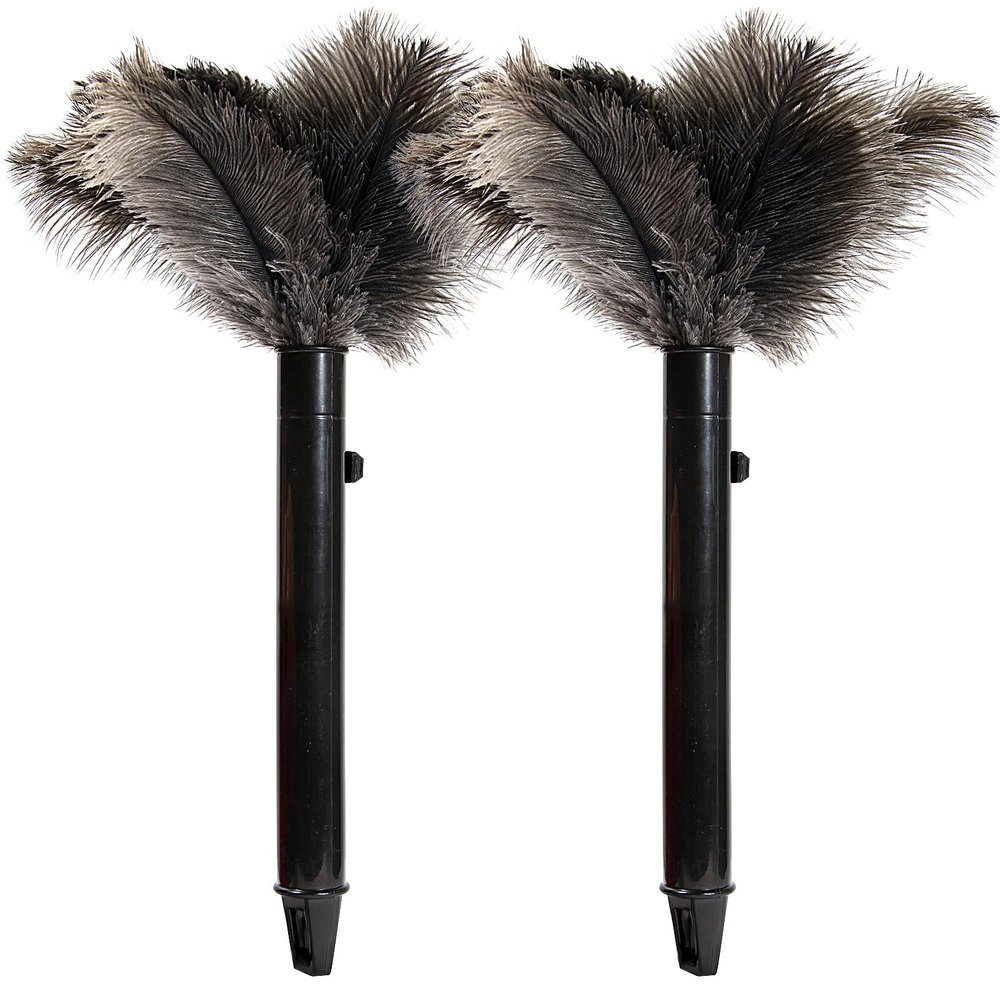 iHUFeather Retractable Ostrich Feather Duster for Cleaning, Fluffy and Natural Feather Duster with Retractable Handle Reusable Eco-Friendly Handheld Cleaning Supplies (15 inch)