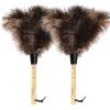iHUFeather Ostrich Feather Duster 14 inch Feather Duster Fluffy Natural Genuine Ostrich Feathers with Wooden Handle and Eco-Friendly Reusable Handheld Ostrich Feather Duster for Cleaning Supplies view 1