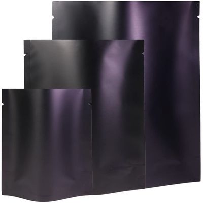 100PCS Double-Sided Matte Blue Open Top Non-Resealable Stand-Up Packaging Bags Food Storage Pouch (Matte Black,5.1" x 7.5")