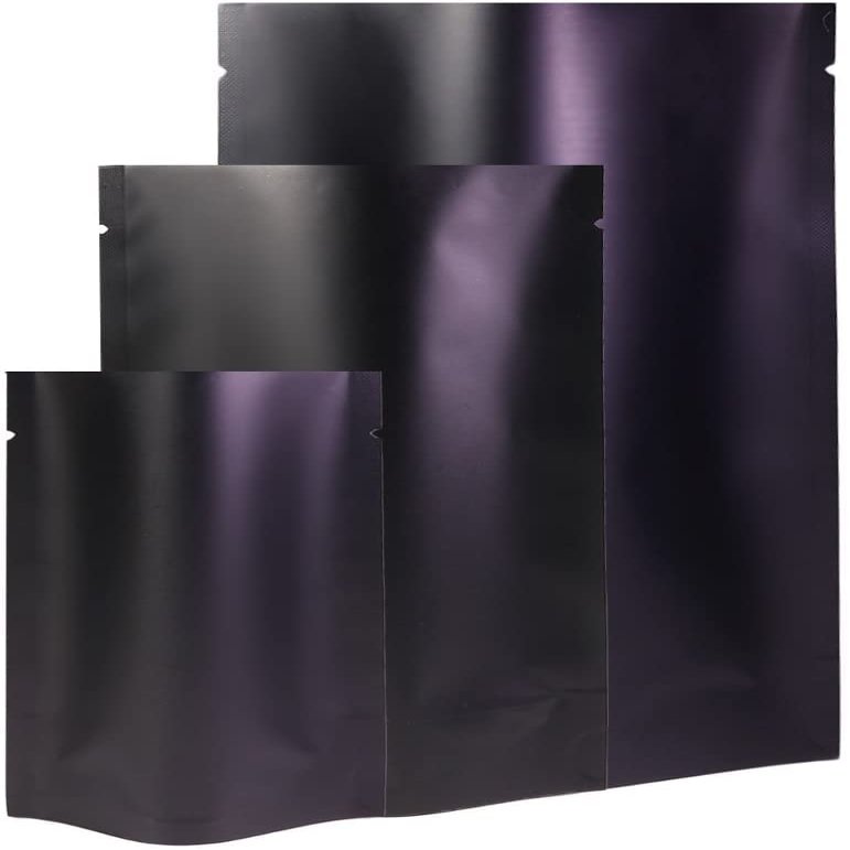 100PCS Double-Sided Matte Blue Open Top Non-Resealable Stand-Up Packaging Bags Food Storage Pouch (Matte Black,5.1" x 7.5")