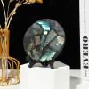 YEDECOR Natural Labradorite Polished Slice Flash Labradorite Gemstone Slice for Reiki, Chakra, Meditation, Collection, Home Dcor Rock Quartz Crystal Healing Ornament Specimen + Pedestal view 4