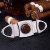 KEENSUN - Cigar Cutter, Stainless Steel Guillotine Double Blades and Cone Handle, Portable Cigar Clippers Tool with Gift Box (Silver) view 3