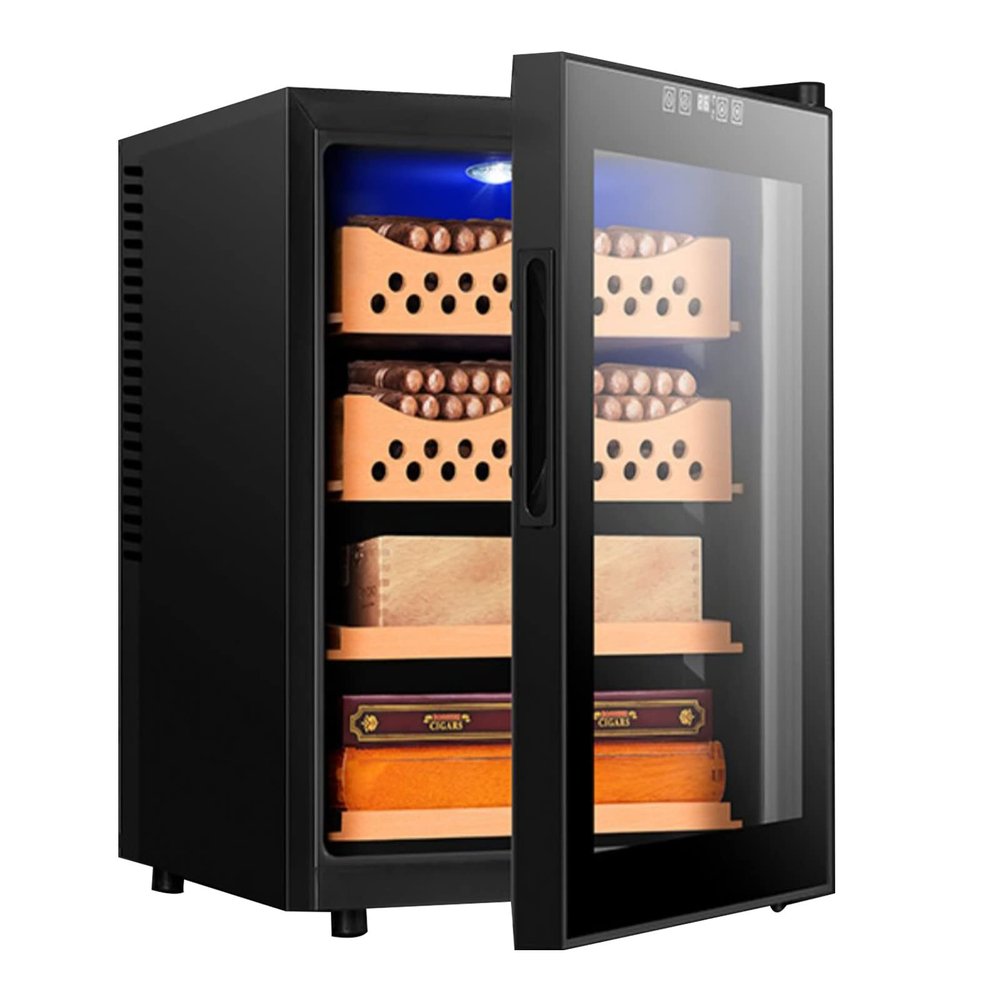 Electronic Cigar Cabinet Adjustable Temperature Humidor Intelligent Temperature Control Cigar Storage Cabinet Cedar Wood Shelf