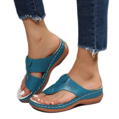 Big Toe Foot Correction Flip Flops Womens,Summer Casual Plantar Fasciitis Slippers Women,Stylish Soft Bunion Corrector Beach Sandals,for Hallux Valgus (Color : Blue, Size : 6)