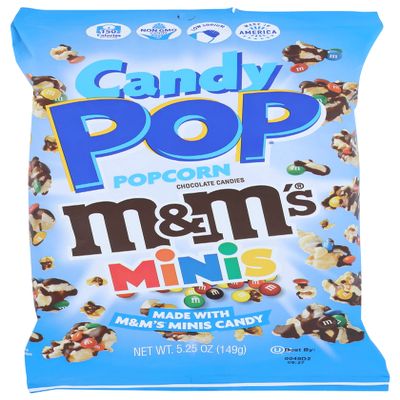 CANDY POP M&Ms Minis Candy Coated Popcorn (5.25oz bags, 12-Pack)