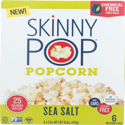 Skinny Pop Sea Salt Popcorn, Gluten Free, Non-GMO, 16.8 Ounces (Pack Of 6)