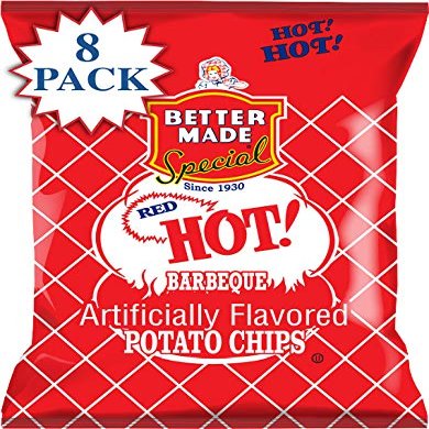 Better Made BBQ Barbecue Potato Chips - Sweet, Red Hot, Honey, Sweet Heat - Snacks - Family Owned Since & Operated (RED HOT, 8 PACK 2.75OZ)