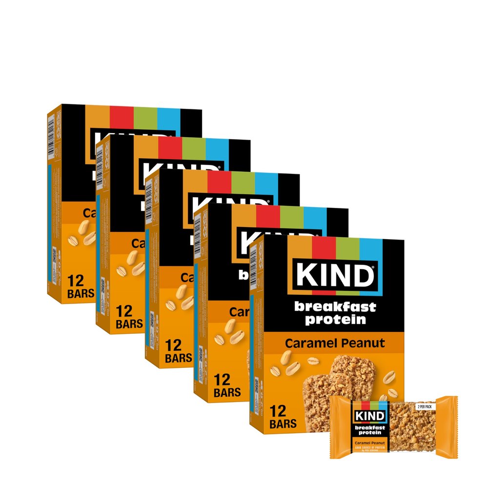 KIND Breakfast Protein Bars, Caramel Peanut, Healthy Snacks, Gluten Free, 8g Protein, 30 Count