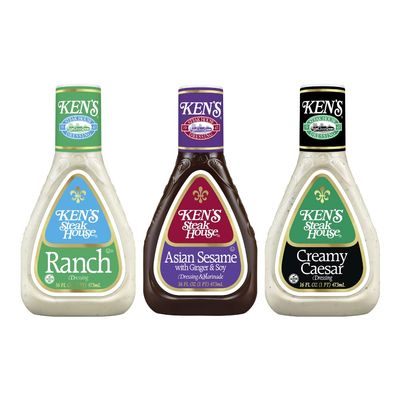 Ken's Steak House Creamy Caesar, Ranch, Asian Sesame Dressing Variety Pack,16 FL OZ. (Count of 3)