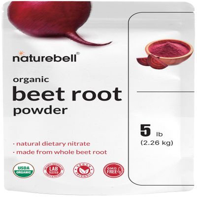 NatureBell Organic Beet Root Powder 5Lbs | 4,000mg Per Serving Concentrated Whole Beet Root Source | High Dietary Nitrates Raw Superfood Supplements Great for Vegan Shakes & Smoothies Non-GMO