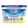 Clorox Ultra+ Dishwasher Detergent Pacs, 60 Count, Stain Fighting, No Prewash Needed, Removes Burnt-on Food, Crisp Lemon Scent Pods - Packaging May Vary view 1