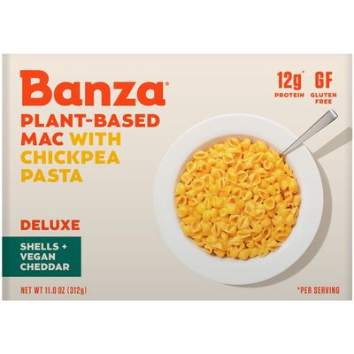 Banza Deluxe Shells + Vegan Cheddar Mac & Cheese, Plant Based, Gluten Free, 11 Ounces (Pack Of 6)