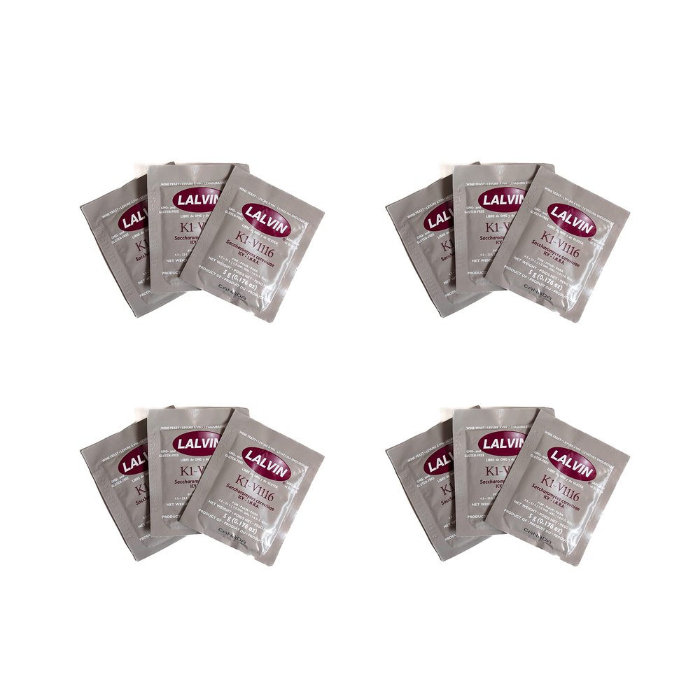 Craft A Brew - Lalvin K1-V1116 Wine Yeast - Neutral Dry Wine Yeast - For Traditional or Fruit Wines - Ingredients for Home Fermenting - Wine Making Supplies - 12 Pack