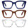 3 Pack Readers for Women Oprah Style Square Reading Glasses with Spring Hinge Blue Light Blocking for Men Ladies LZT +3.25 view 1
