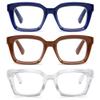 3 Pack Readers for Women Oprah Style Square Reading Glasses with Spring Hinge Blue Light Blocking for Men Ladies LZT +1.5 view 1