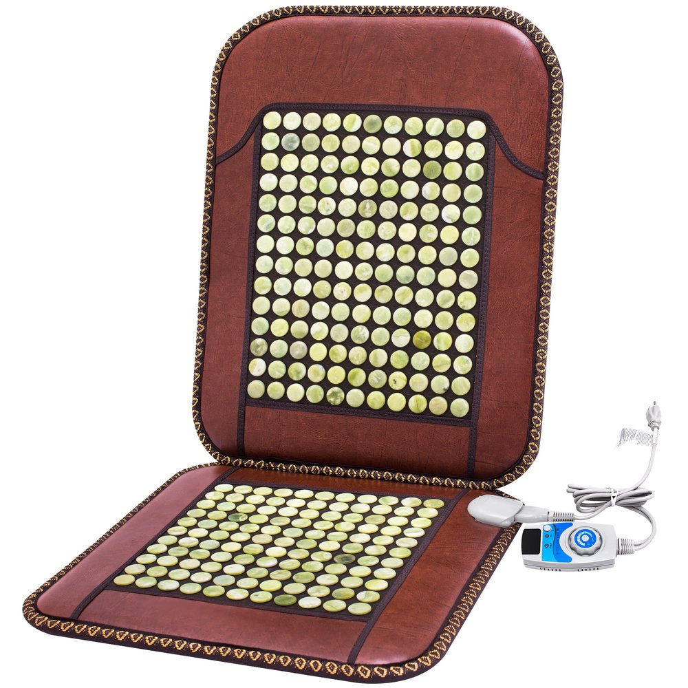 H&B Luxuries Infrared Natural Jade Heating Pad 180 Natural Jade Tourmaline Stones Heating Mat Gift for Dad/Mom/Grandpa/Lover/Friend/Colleague (JadeSeatBack-U)