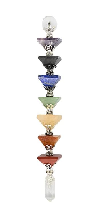 Aashita Creations Seven Chakra Wand Reiki Crystal Healing Wand with Pyramids Stick and Clear Quartz Pencil (Wand)