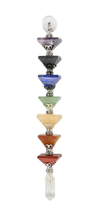 Aashita Creations Seven Chakra Wand Reiki Crystal Healing Wand with Pyramids Stick and Clear Quartz Pencil (Wand)