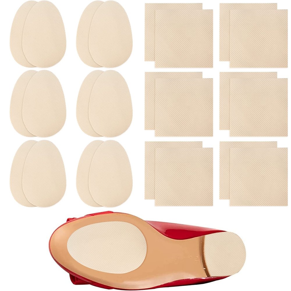 24 Pcs Non-Slip Shoes Pads Adhesive Shoe Sole Protectors, High Heels Anti-Slip Shoe Grips, Noise Reduction for Men&Women's Boots, Flats Etc (Beige)