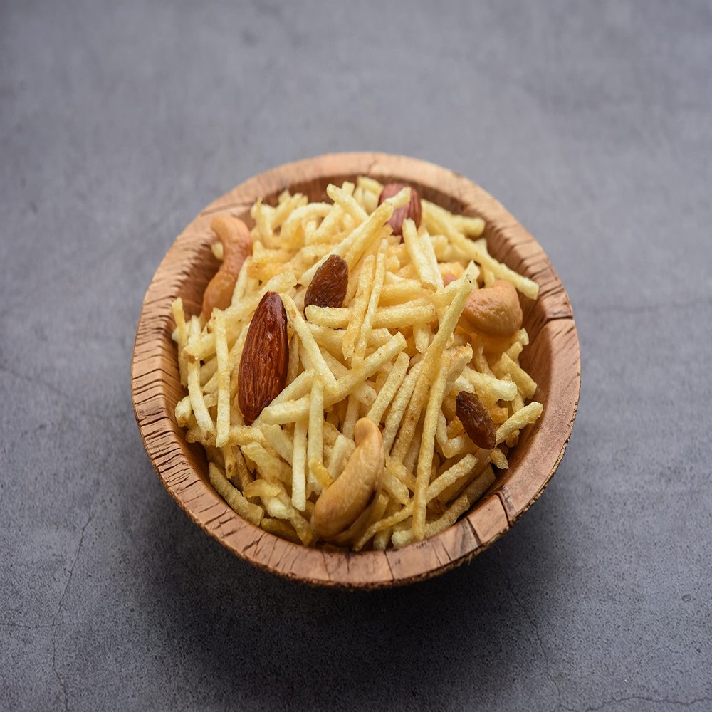 Ghotaram Falhari Namken Boost Energy in Upwas Fast Vrat, Crispy Salted Falahari Falhari Aloo Lachha Mungfali Mix Namkeen Savory Snack, Healthy Falahari Potato Namkeen Chivda-250 * 1Pack
