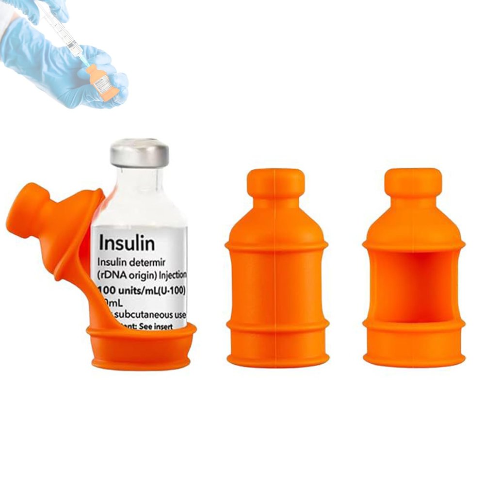 3 Pack Insulin Vial Bottle Protector Sleeve for Diabetic, Silicone Protective Case to Protect Insulin Vial from Breaking, Suitable for 10ml Short Insulin Vials (Orange)
