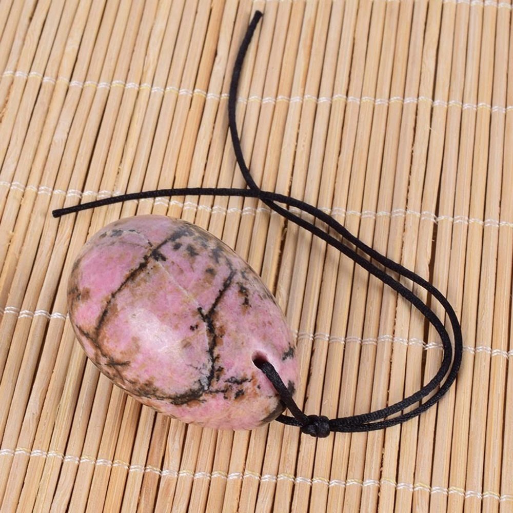 Big Yoni Egg 100% Natural Stone Jade Crystal Egg Drill 45 * 30 MM Mineral Ball Kegel Massage,45x30 Rhodolite