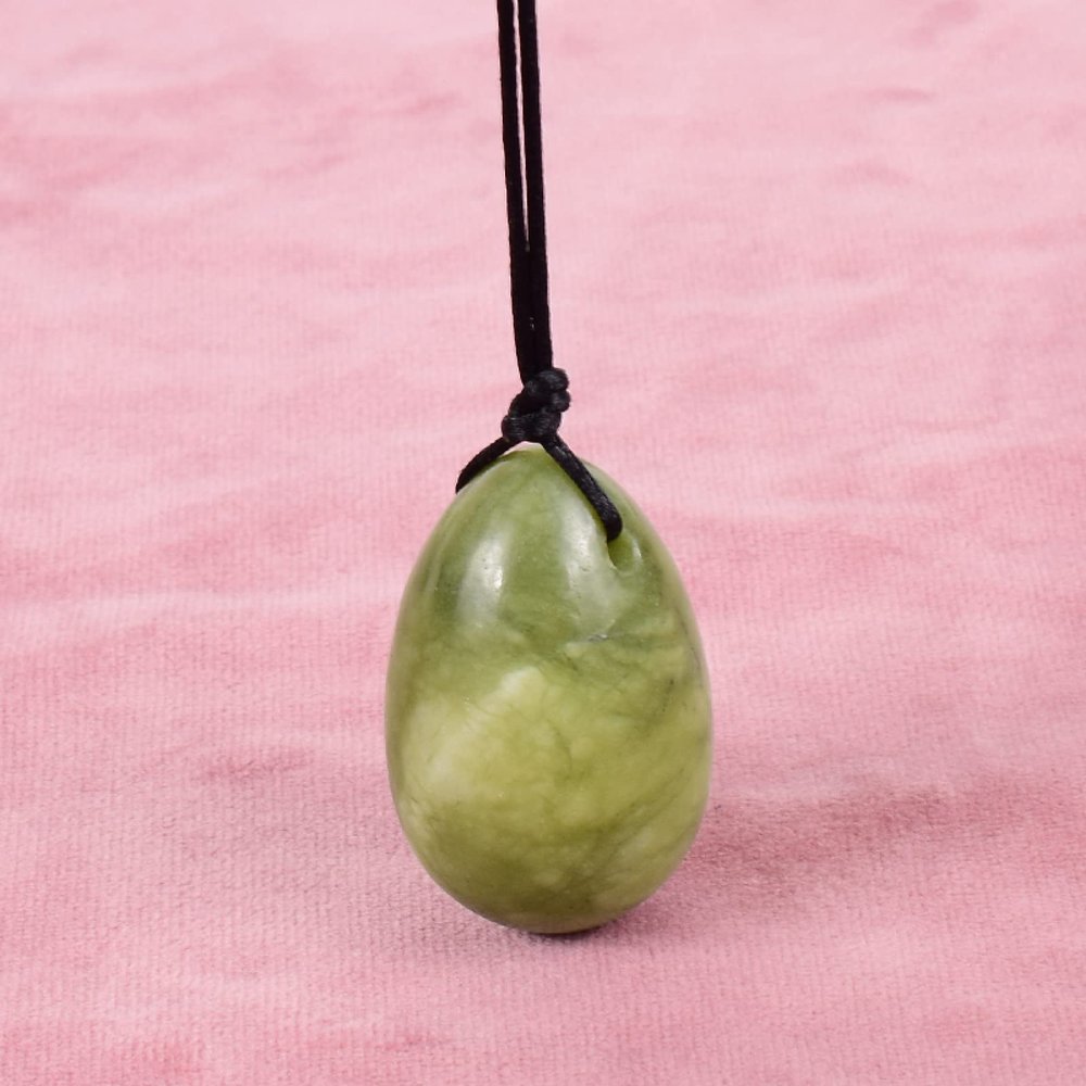 AOWNE 40x25MM Yoni Egg Natural Stone Kegel Massage Ball Crystal Rose Quartz Jade Tool,Helu Jade