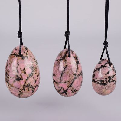 Yoni Egg Gift Box Set Natural Rhodolite Stone Ball Kegel Exercise Massager,3 Pcs No Box