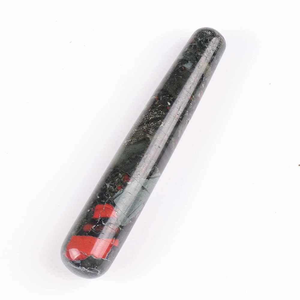 AOWNE Massage Wand Yoni Natural Crystal Mineral Quartz Tool,Blooded Jasper