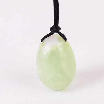 Crystal Yoni Egg Natural Jade Massage Egg Set Undrill Wooden Base Mineral Ball Kegel Exercise,40x25 Drill