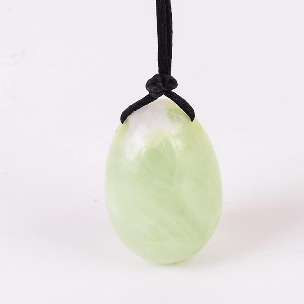 Crystal Yoni Egg Natural Jade Massage Egg Set Undrill Wooden Base Mineral Ball Kegel Exercise,40x25 Drill