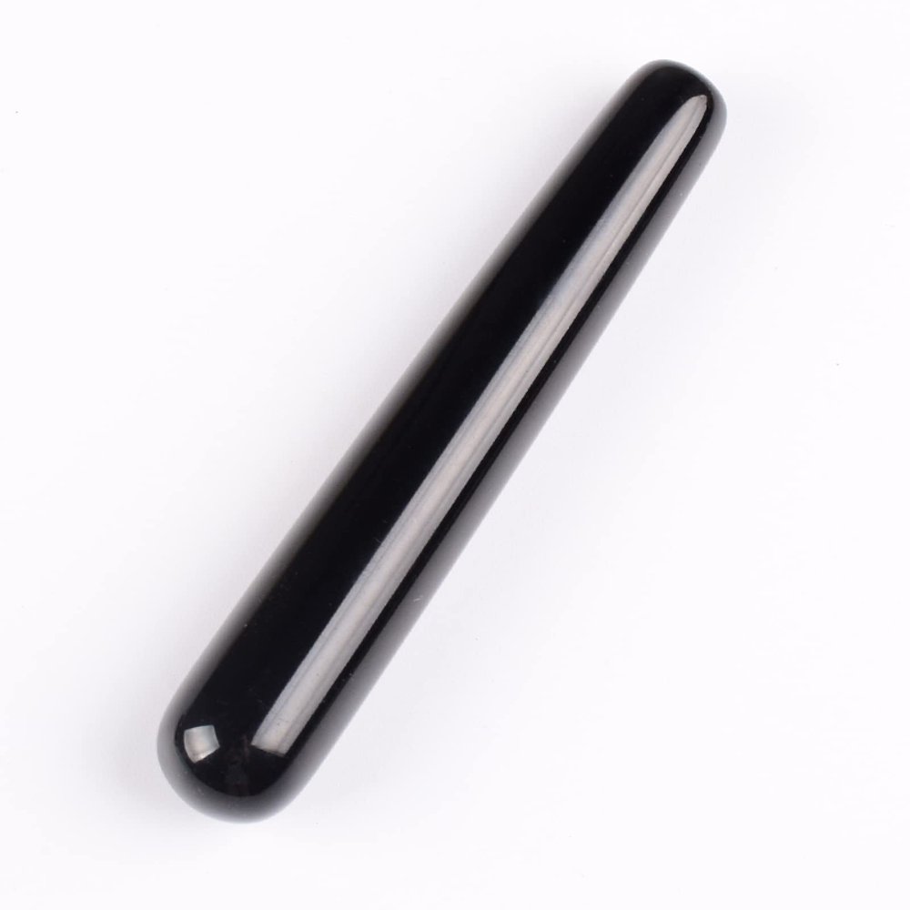 AOWNE Massage Wand Yoni Natural Crystal Mineral Quartz Tool,Obsidian