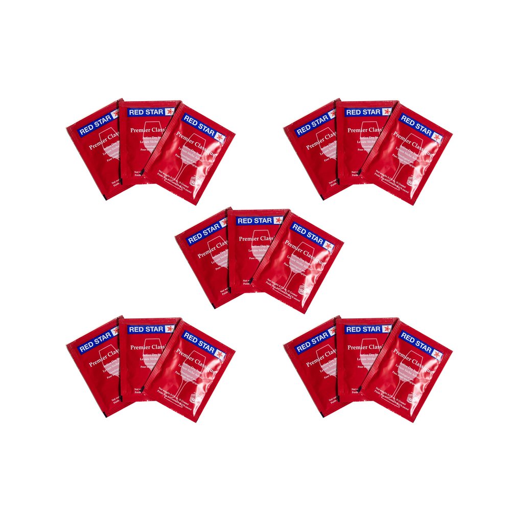 Craft A Brew - Red Star Premier Classique Wine Yeast - Dry Wine Yeast - For Reds, Whites, & Ross - Ingredients for Home Fermenting - Wine Making Supplies - 15 Pack