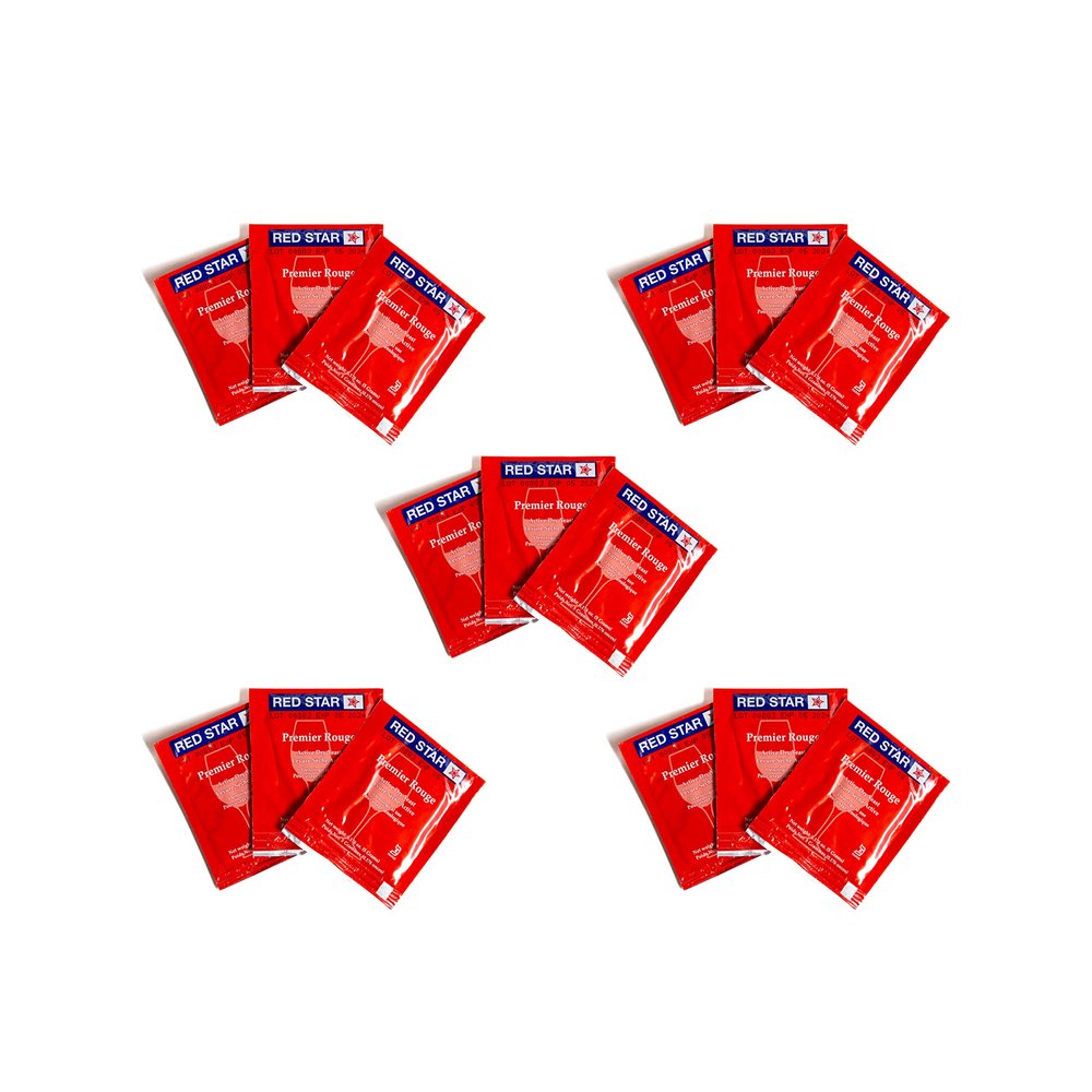 Craft A Brew - Red Star Premier Rouge Wine Yeast - Dry Wine Yeast - For Full-Bodied, Aromatic Red Wines - Ingredients for Home Fermenting - Wine Making Supplies - 15 Pack