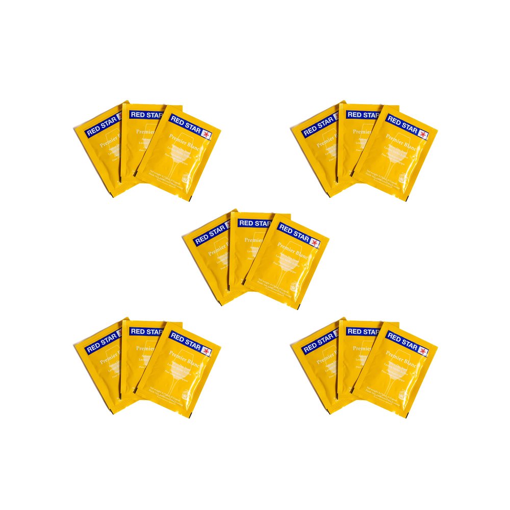 Craft A Brew - Red Star Premier Blanc Wine Yeast - All-Purpose, High-Performing Dry Wine Yeast - For Red & White Wines - Ingredients for Home Fermenting - Wine Making Supplies - 15 Pack