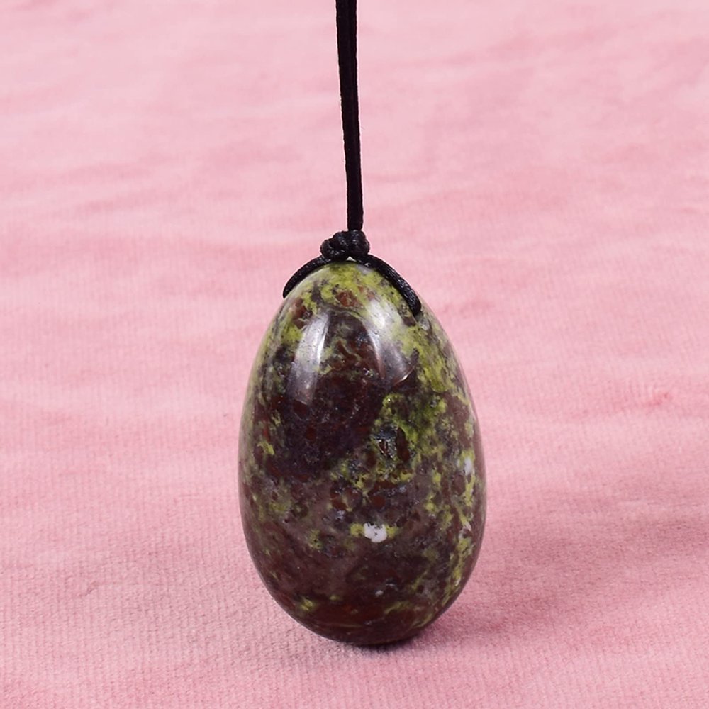 AOWNE 40x25MM Yoni Egg Natural Stone Kegel Massage Ball Crystal Rose Quartz Jade Tool,Dragon Blooded