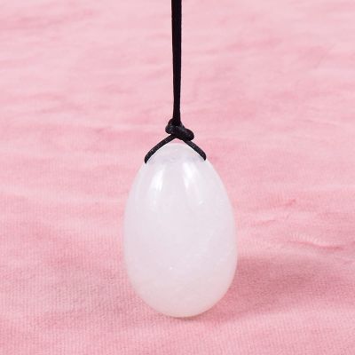 AOWNE 40x25MM Yoni Egg Natural Stone Kegel Massage Ball Crystal Rose Quartz Jade Tool,White Jade