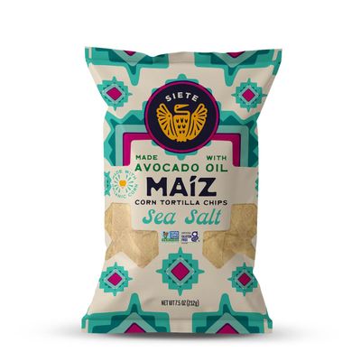 Siete Maiz Corn Tortilla Chips | Sea Salt | Gluten Free Chip | Vegan Snacks | Non GMO & Organic Corn Chip | Made with Avocado Oil | Preservative Free | 7.5 Oz. Bag (Pack of 6)