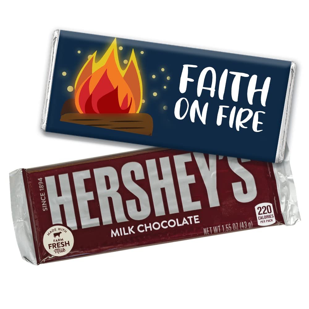 12ct Faith on Fire Vacation Bible School Religious Candy Party Favors Chocolate Bars & Wrappers (12 Pack)